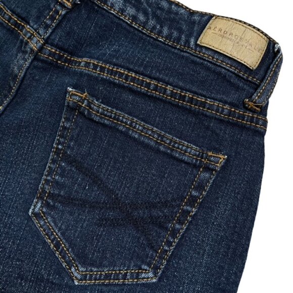 AEROPOSTALE High Waisted Shorty Raw Hem Stretch Jean Shorts - Size 2 - Picture 3 of 6